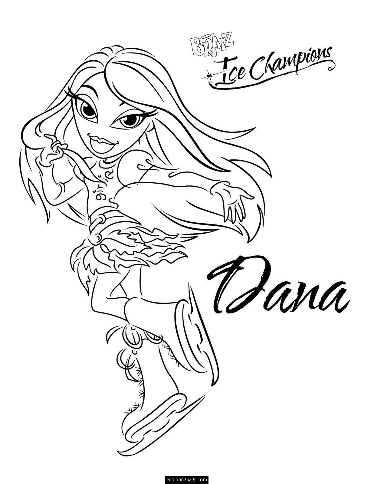 1236x1600 Bratz Dana Ice Skating Coloring Page Printable For Girls
