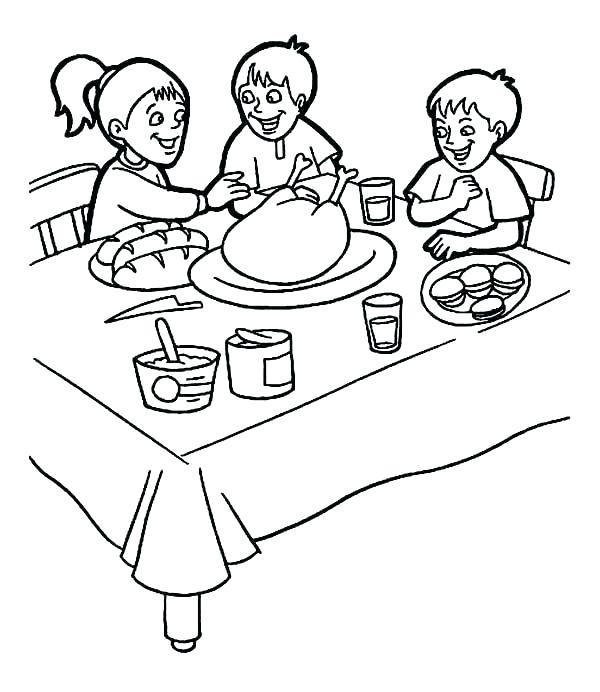 600x692 Breakfast Coloring Pages Page Three Kids On Thanks Giving Healthy