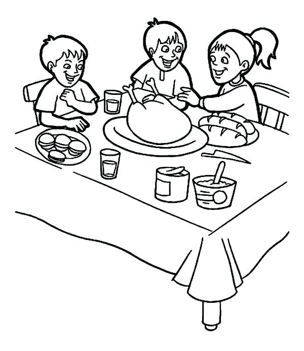 600x692 Breakfast Coloring Page Thanksgiving Day Breakfast With Family