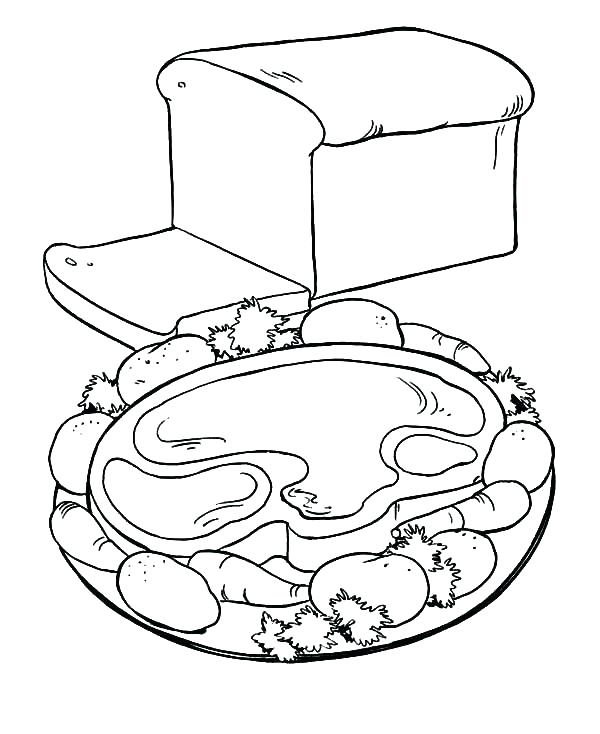 600x734 Breakfast Coloring Pages Breakfast Coloring Page Bread Healthy