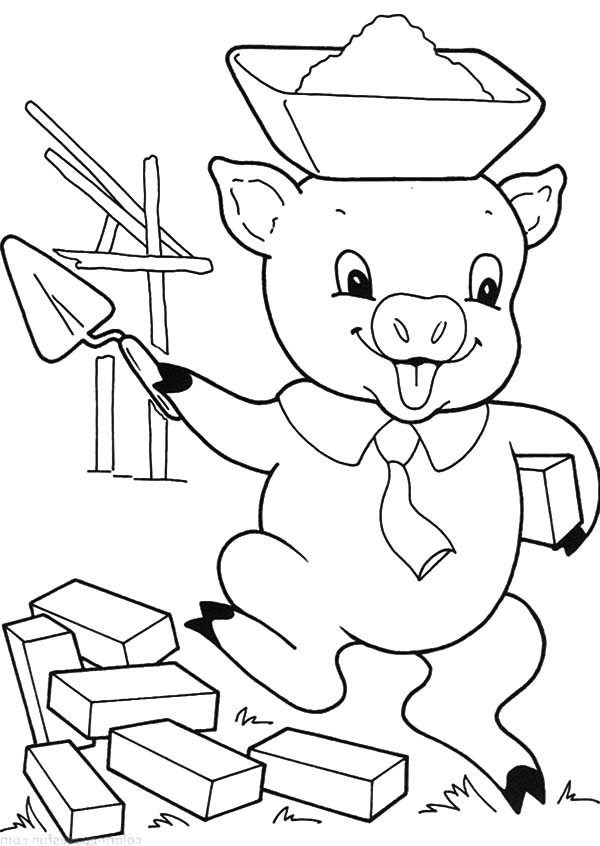 600x846 Three Little Pigs Build Their New House Coloring Pages Batch