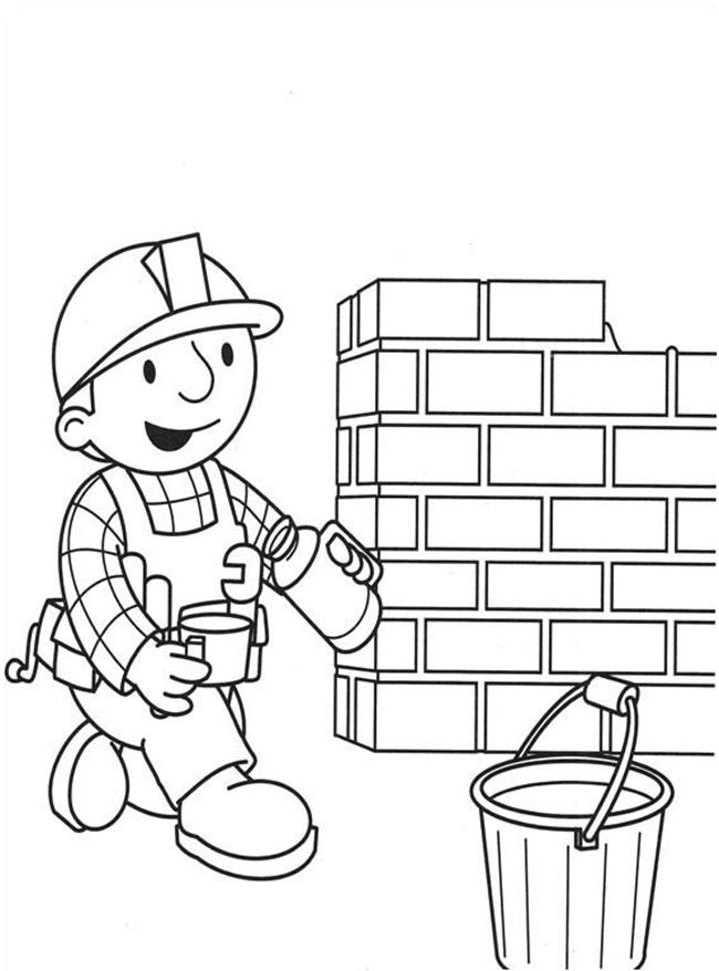 650x878 Builder Bob Drink Coffee Near The Brick Wall Coloring Page