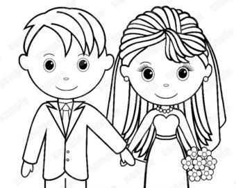 340x270 Bride Coloring Page Etsy