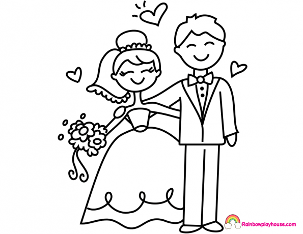 595x460 Bride And Groom Coloring Pages