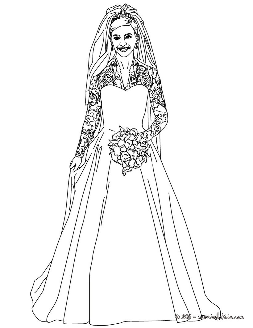 820x1060 Bride Kate Middleton Coloring Pages