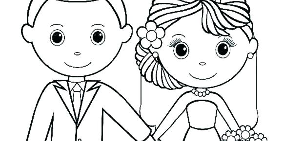 580x290 Free Printable Bride And Groom Coloring Pages Book Also Cartoon Pa