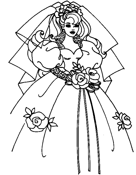 560x719 Coloring Page Of Bride Wedding Dress For Kids