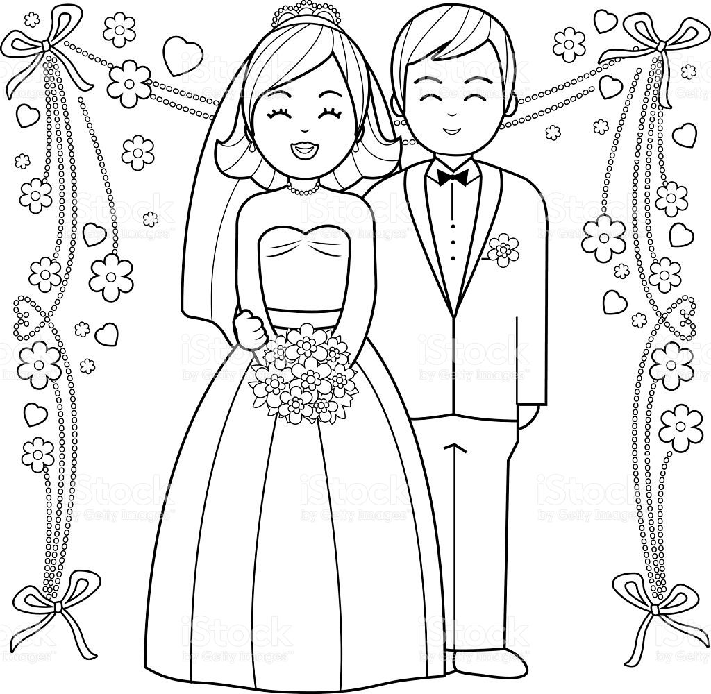 1024x1000 Kids Bride And Groomring Pages Free Printable Book Page Vector