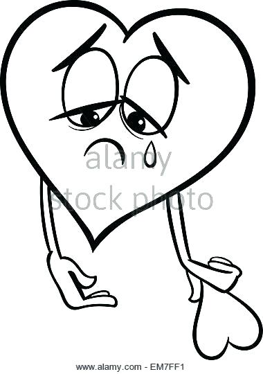 380x540 Broken Heart Coloring Pages Sad Broken Heart Coloring Page Stock
