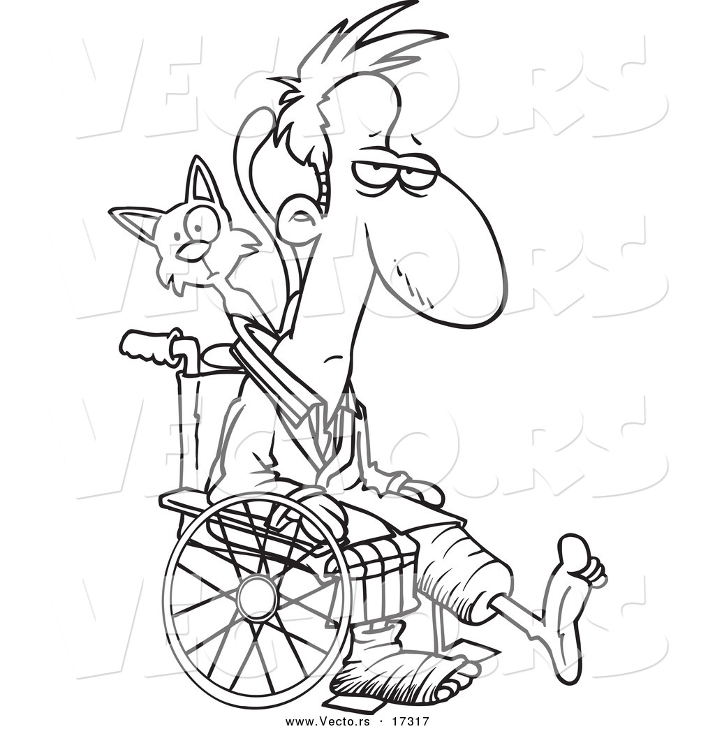 1024x1044 Vector Of Cartoon Cat Behind Man With Broken Limbs
