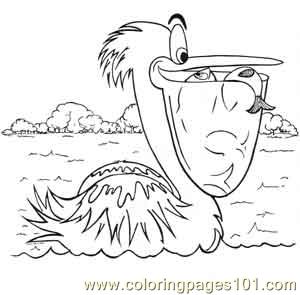 300x295 Pelican Fishing Coloring Page