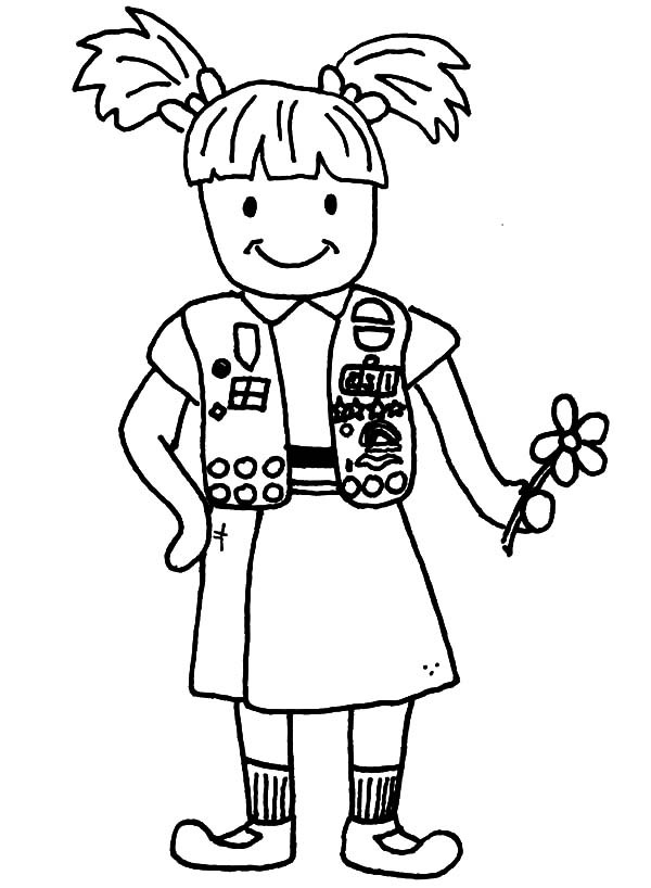 600x818 Brownie Scouting Girl Coloring Pages Best Place To Color