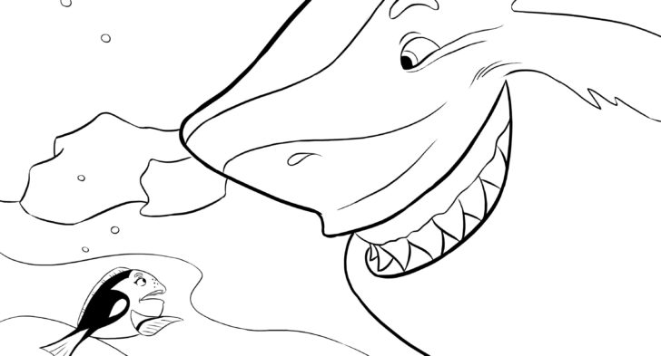 728x393 Finding Nemo Character Coloring Page Bruce The Shark Finding Nemo