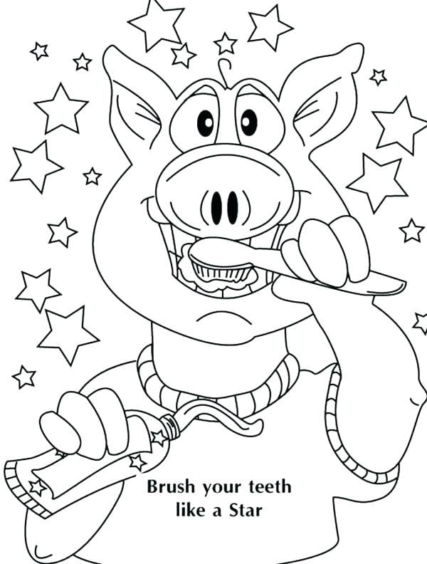 600x792 Teeth Colouring In Tooth Brushing Coloring Pages And A Pig