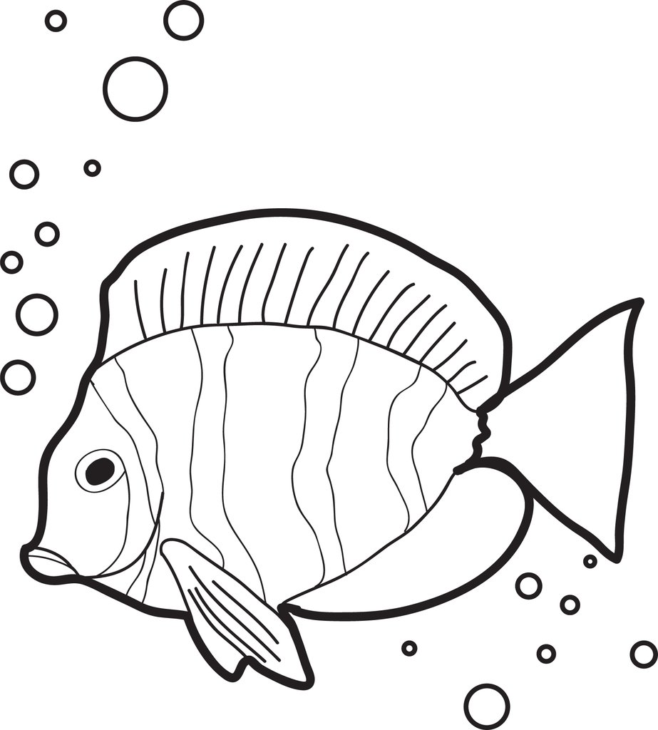 923x1024 Free, Printable Fish With Air Bubbles Coloring Page For Kids