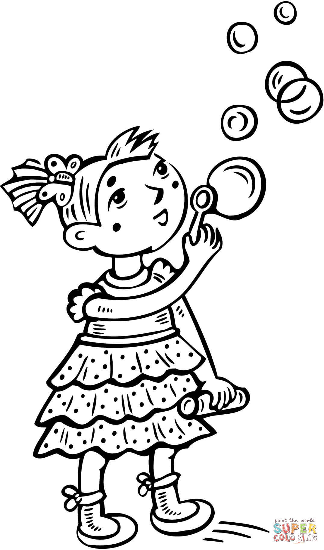 1076x1828 Little Girl Blowing Bubbles Coloring Page Free Printable Fair