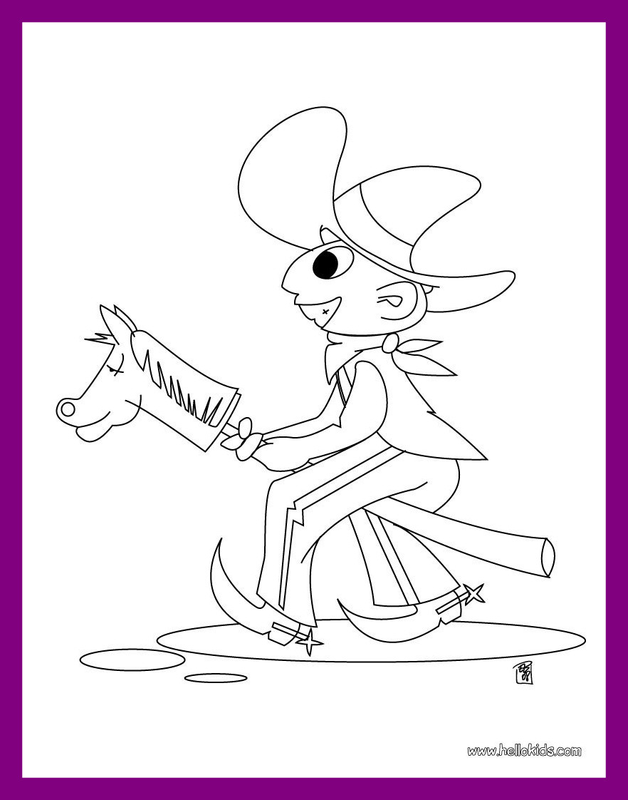 882x1122 Astonishing Cowboy On Bucking Horse Coloring Hellokids Image