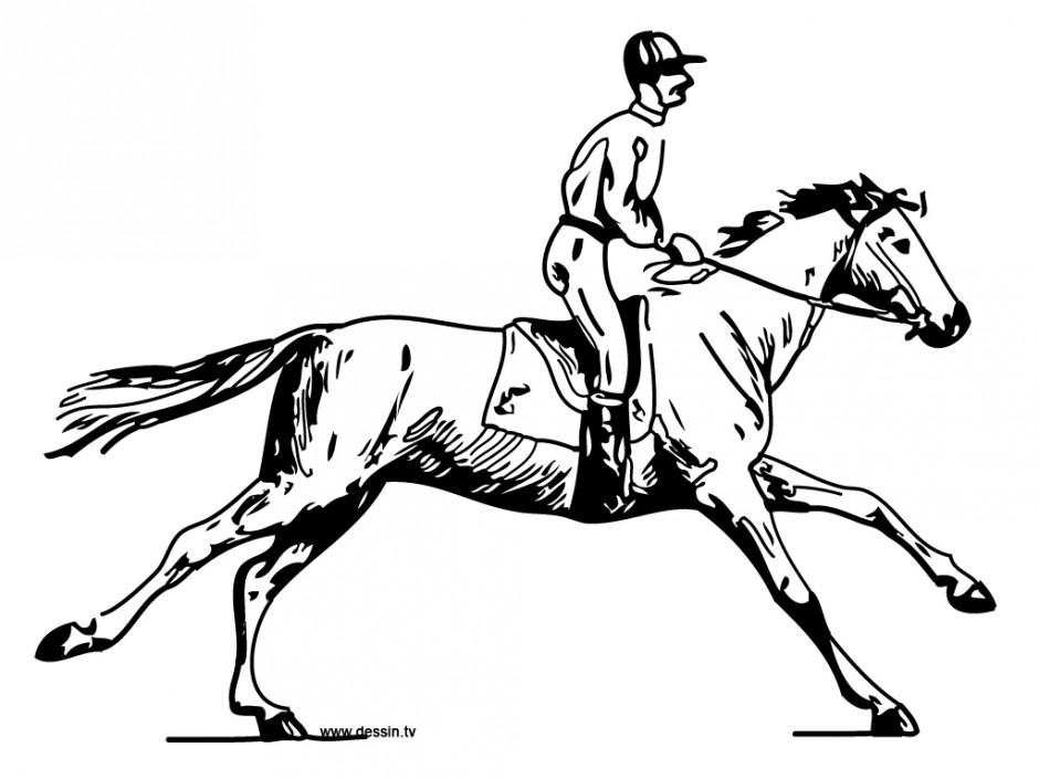 940x705 Coloring Horse With Horseman Horse And Rider Coloring Pages