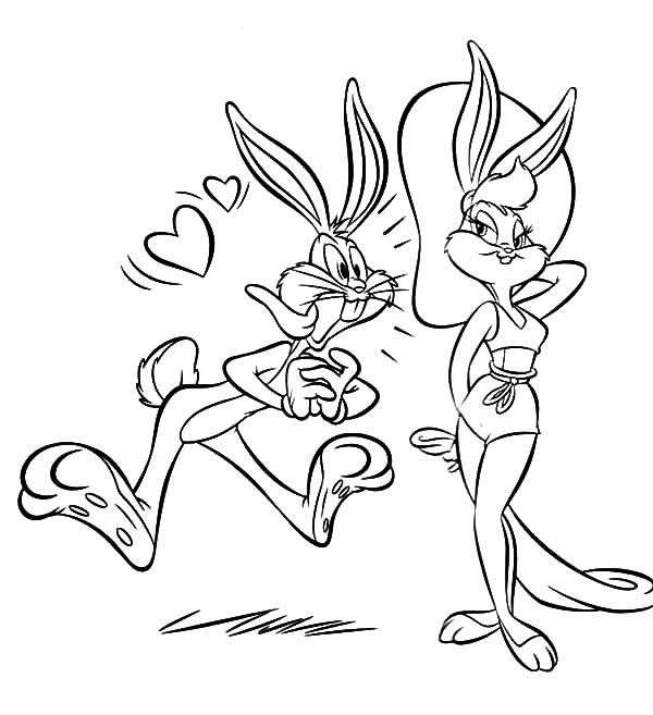 600x657 Bugs Bunny Fall In Love With Lola Bunny Coloring Pages
