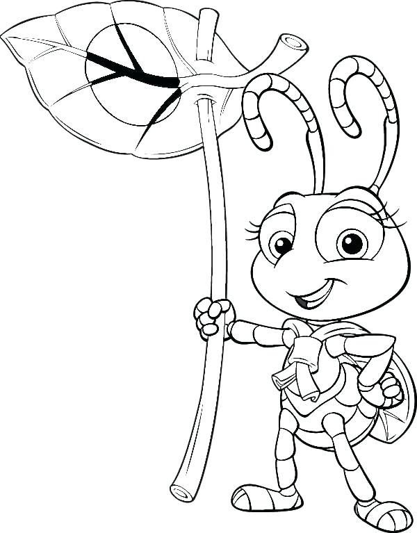 600x767 Bugs Life Coloring Pages Bugs Life Little Princess Holding Leaf