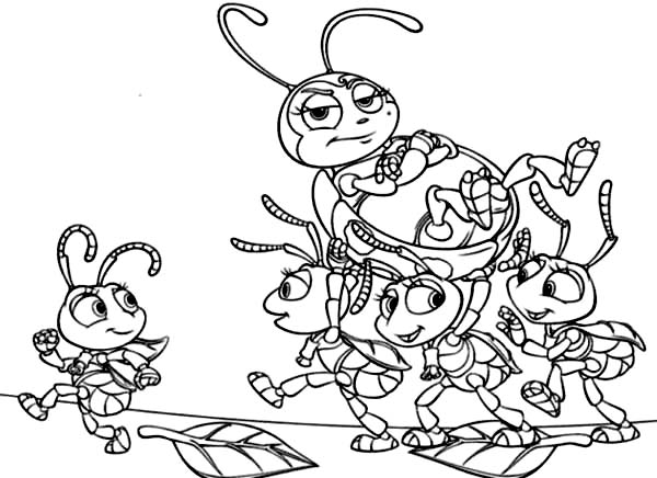 600x436 Little Ant Colony Lifting Francis In Bugs Life Coloring Pages