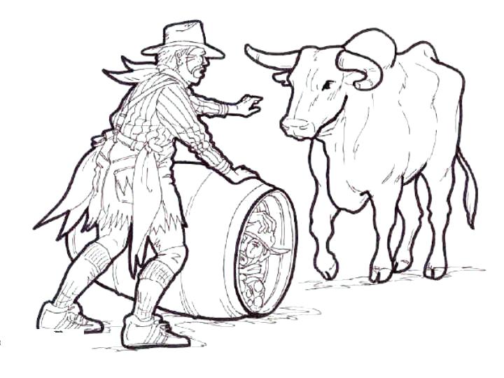 720x540 Color Horses Rodeo Rodeo Rodeo Clown With Bull Coloring