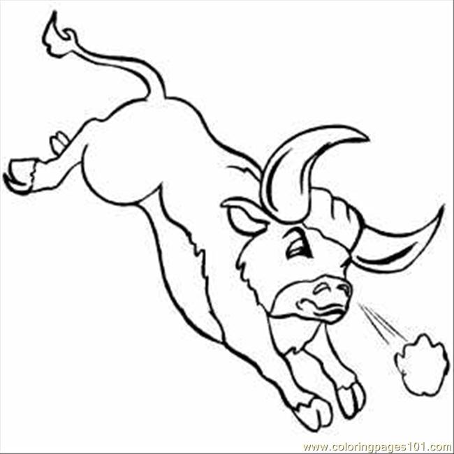 650x650 Running Angry Bull Coloring Page