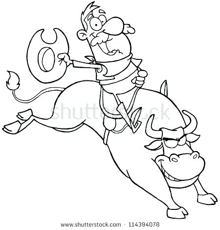 450x469 Bull Riding Coloring Pages