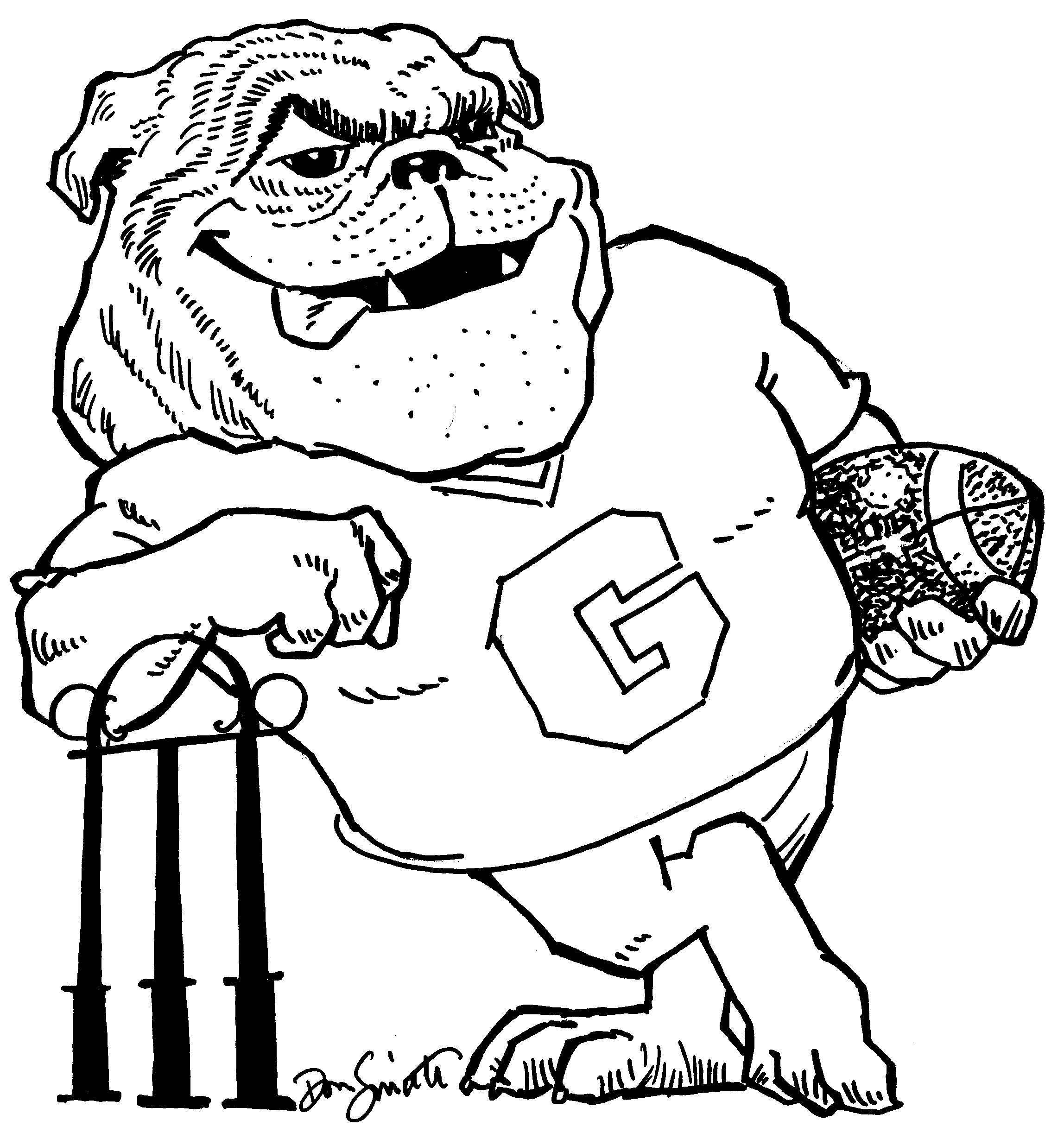 2296x2458 Simple Free Printable Bulldog Coloring Page Pages Uga Alumni Dawg