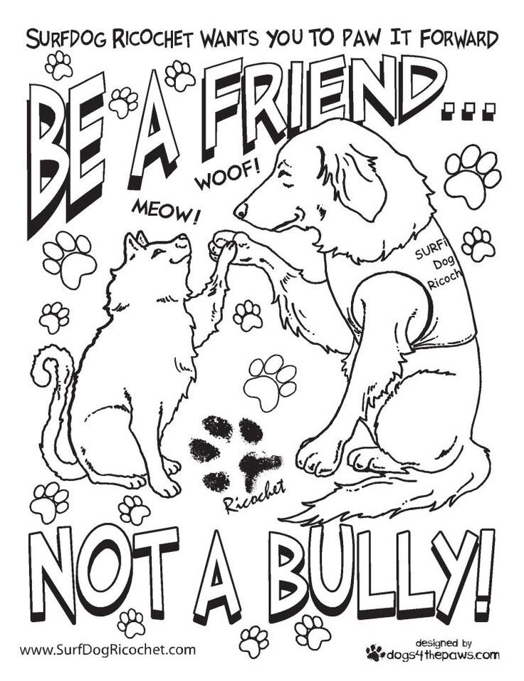 736x956 Anti Bullying Coloring Pages Surf Dog Ricochet Teachers, Etc My