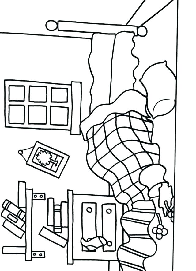 640x881 Bed Coloring Page My Bedroom Coloring Pages
