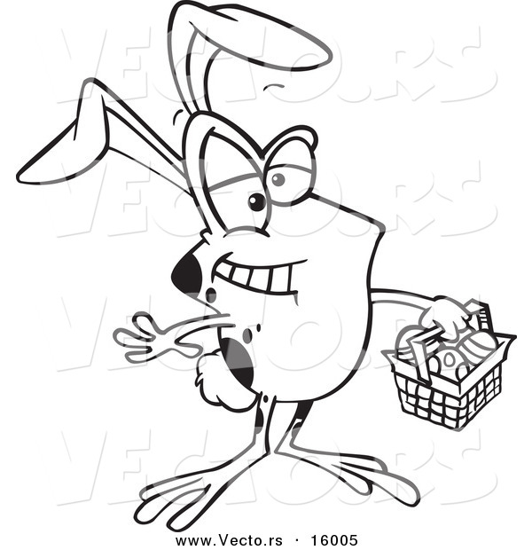 600x620 Vector Of A Cartoon Frog Wearing Bunny Ears And Carrying An Easter