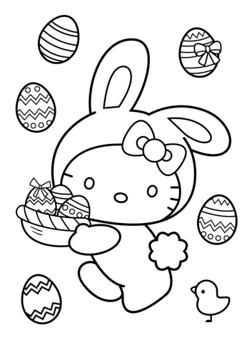339x480 Hello Kitty Easter Bunny Coloring Page Easter Coloring Pages