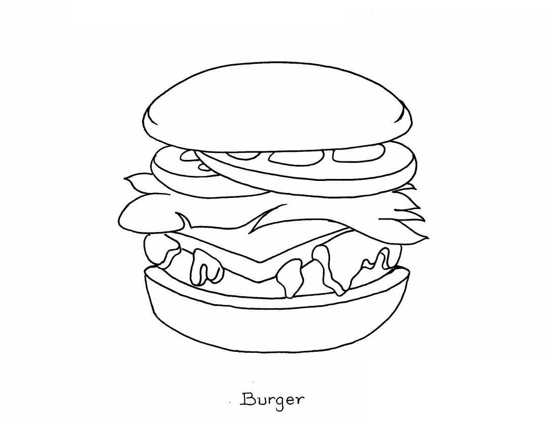 1100x850 Burger Coloring Pages