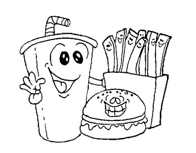 640x501 Coloring Pages Food Fast Food Burger With Drink Coloring Page Food