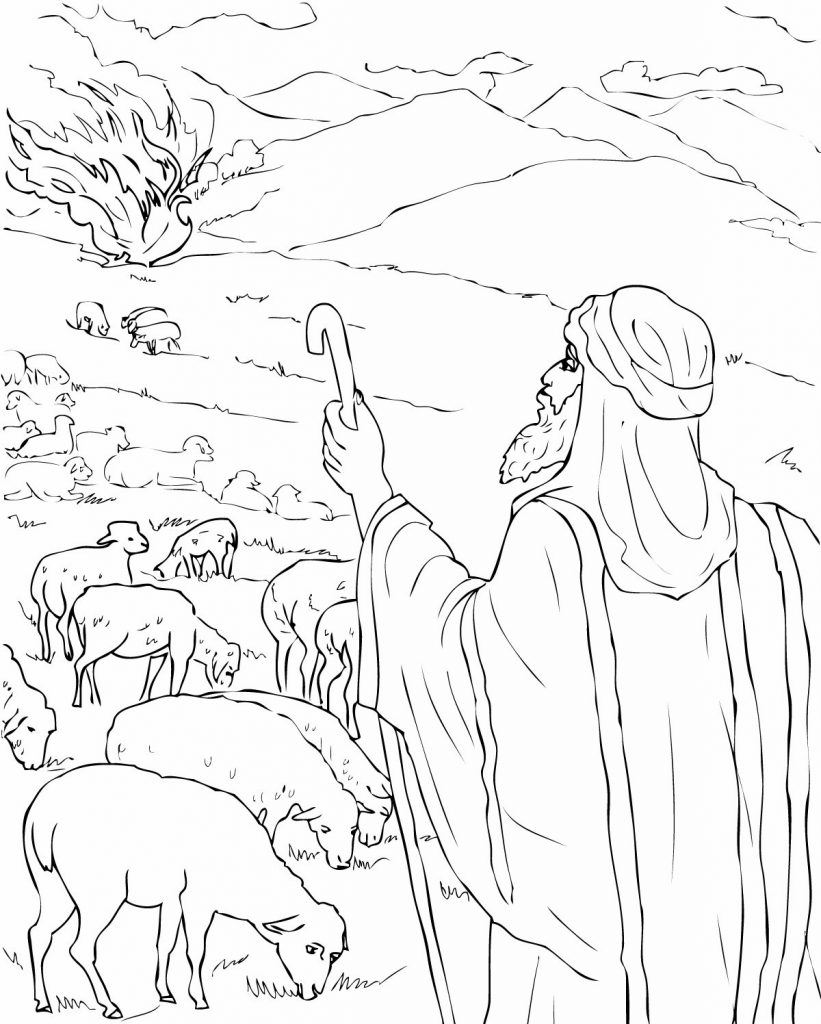 821x1024 Coloring Pages And Coloring Books Moses And The Burning Bush