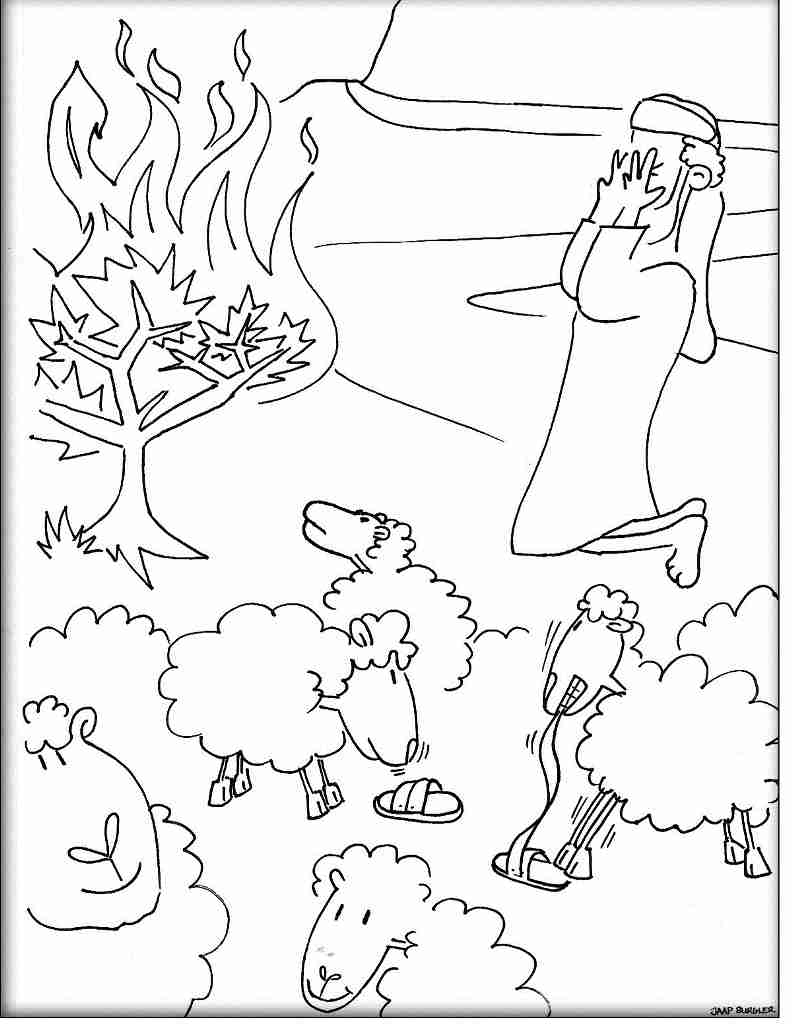 792x1024 Moses The Burning Bush Coloring Page Free Printable Pages Stunning
