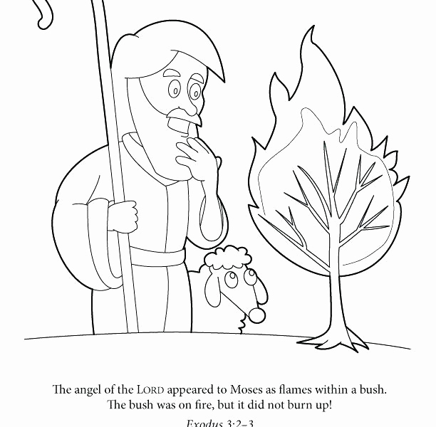 612x600 Moses And Burning Bush Coloring Page Photos Moses