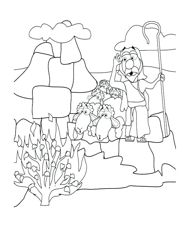 600x733 Moses Burning Bush Coloring Page