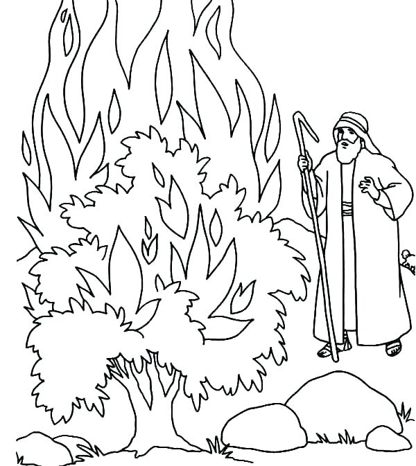 600x673 Moses And The Red Sea Coloring Page Burning Bush Coloring Page