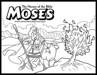 375x291 The Heroes Of The Bible Coloring Pages Moses And The Burning Bush