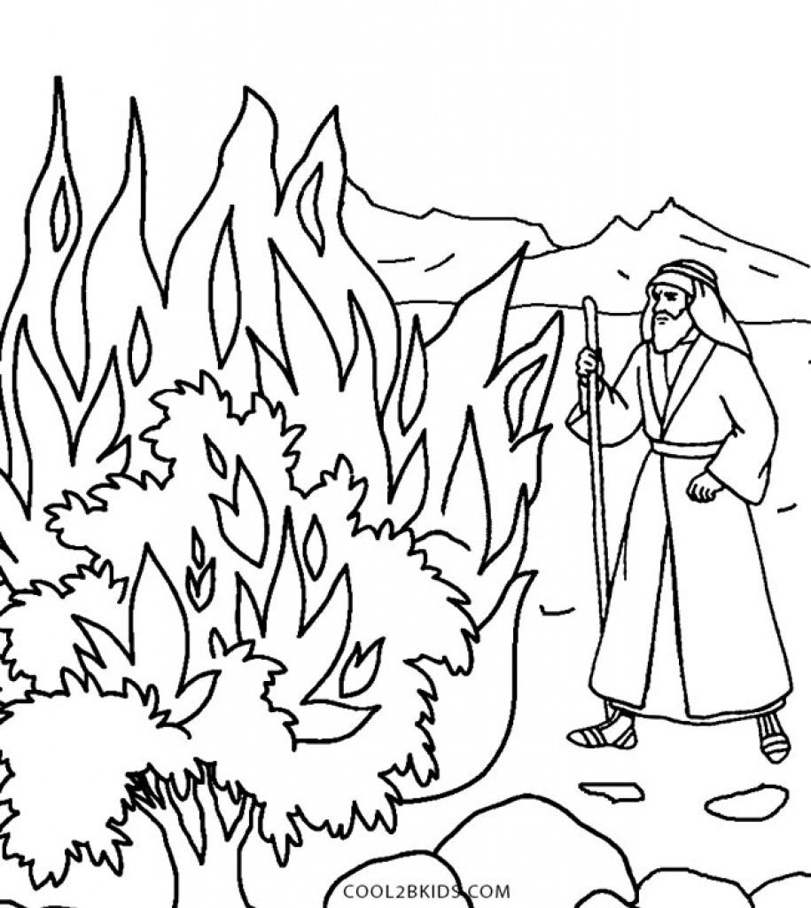 915x1024 Unconditional Moses And The Burning Bush Coloring Page Pages