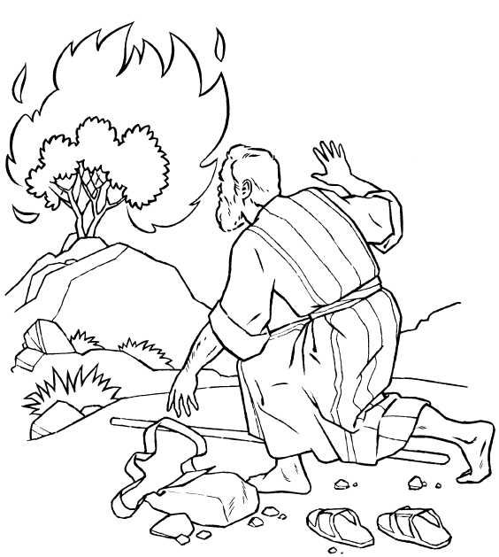 564x629 Moses And Burning Bush Coloring Pages
