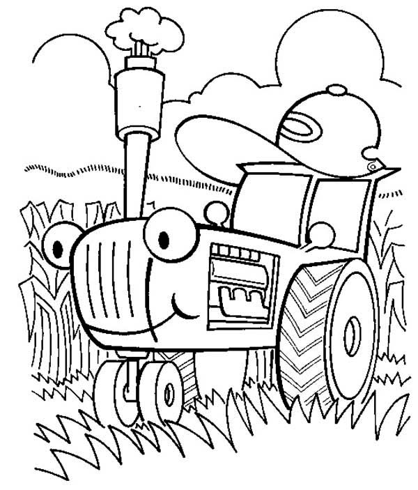 600x703 Tractor Is Busy Coloring Page