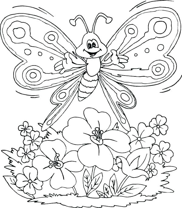 600x686 Coloring Page Of Butterfly Flowers And Butterflies Coloring Pages
