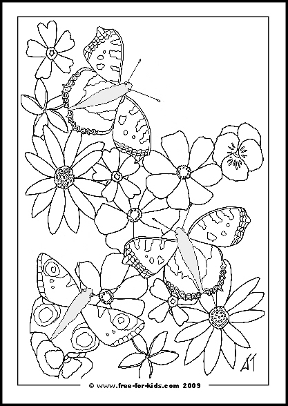 417x588 Printable Coloring Pages Flowers And Butterflies Cool Coloring