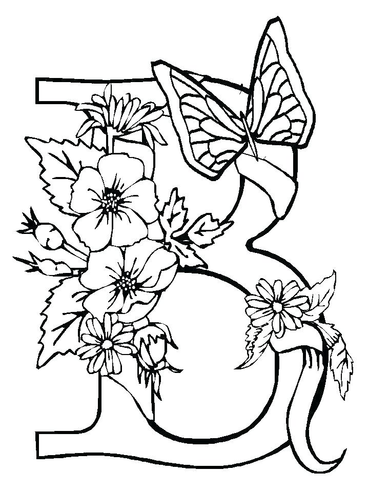 718x957 Flowers And Butterflies Coloring Pages Flowers And Butterflies