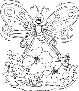 262x300 Some Common Variations Of The Flower Coloring Pages Butterfly