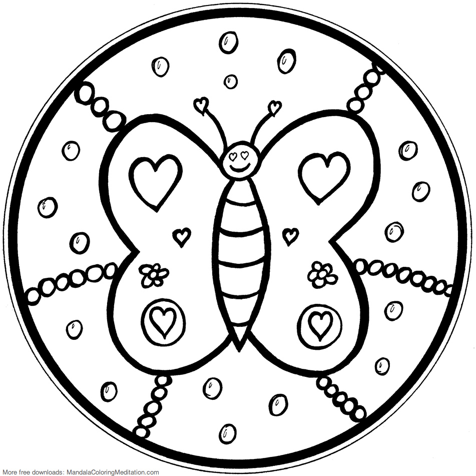 951x951 Printable Children Coloring Page Butterfly Mandala
