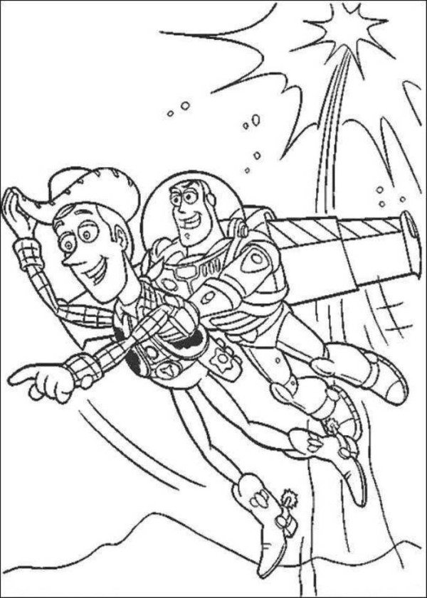 600x841 Toy Story Buzz And Woody Flying Coloring Page
